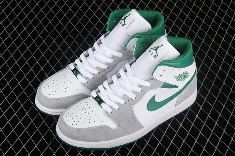 All categories Air Jordan Jordan series basketball shoes Air Jordan 1 Mid G version pure original Air Jordan 1 Mid AJ1 Joe 1 white gray green mid-top basketball shoes DC7294-103